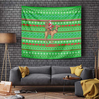 Djibouti Christmas Tapestry with Santa Riding Camel Palm Trees Red Camel - Wonder Print Shop