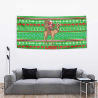 Djibouti Christmas Tapestry with Santa Riding Camel Palm Trees Red Camel - Wonder Print Shop