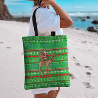 Djibouti Christmas Tote Bag with Santa Riding Camel Palm Trees Red Camel - Wonder Print Shop