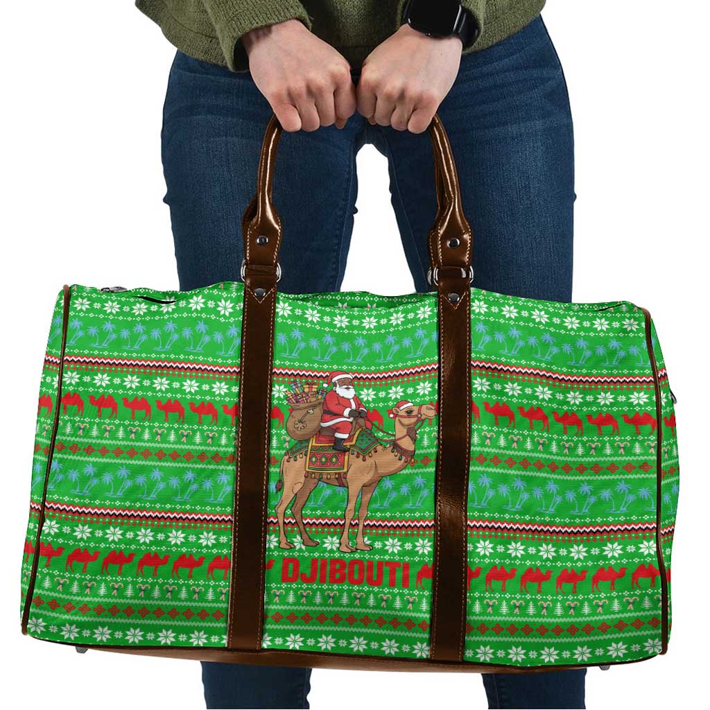 Djibouti Christmas Travel Bag with Santa Riding Camel Palm Trees Red Camel - Wonder Print Shop