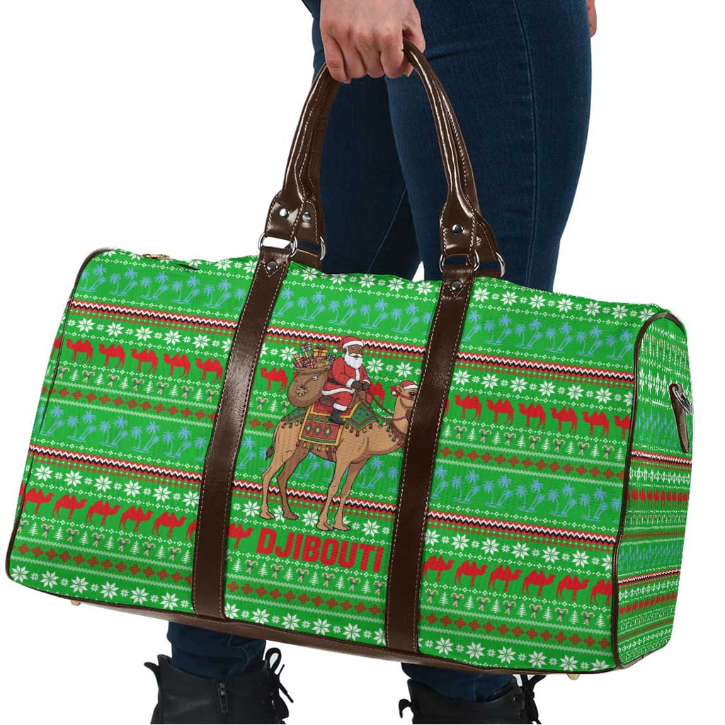 Djibouti Christmas Travel Bag with Santa Riding Camel Palm Trees Red Camel - Wonder Print Shop