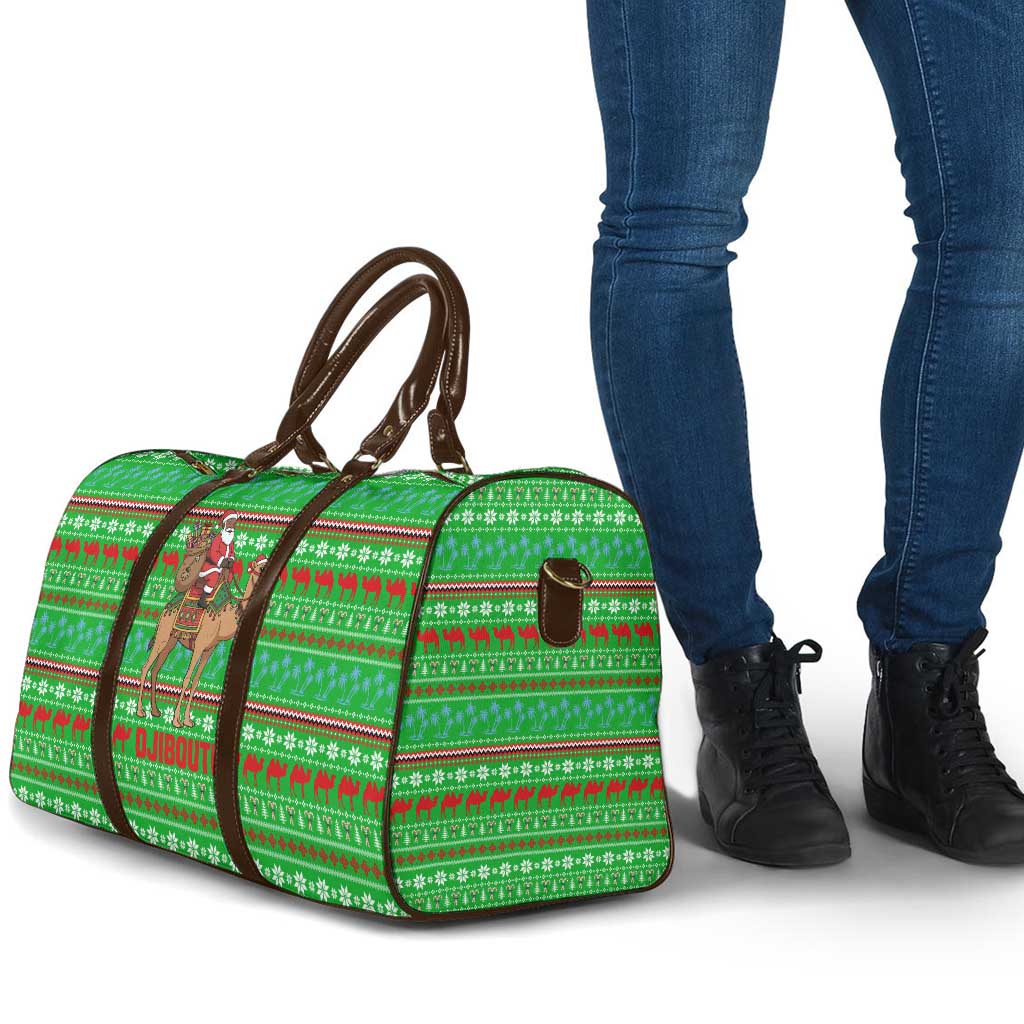 Djibouti Christmas Travel Bag with Santa Riding Camel Palm Trees Red Camel - Wonder Print Shop