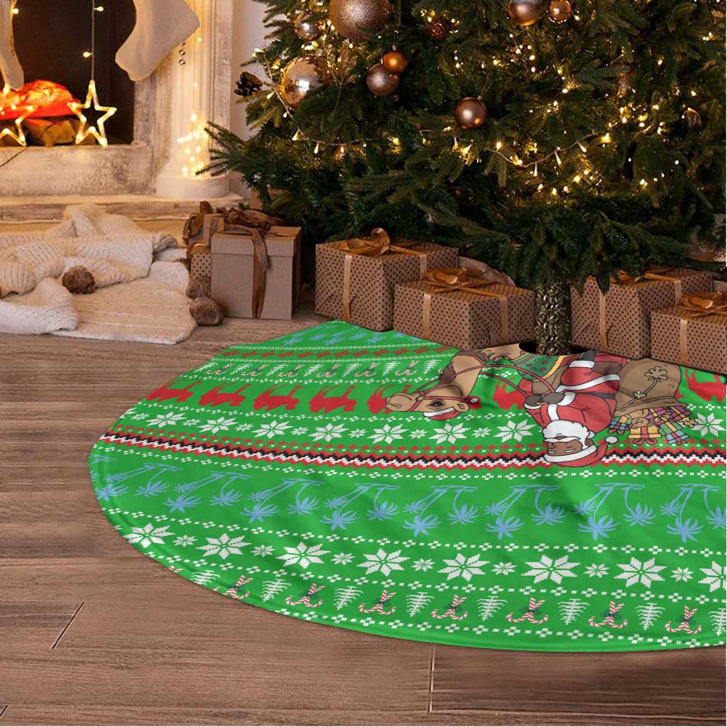 Djibouti Christmas Tree Skirt with Santa Riding Camel Palm Trees Red Camel - Wonder Print Shop