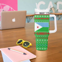 Djibouti Christmas Tumbler With Handle with Santa Riding Camel Palm Trees Red Camel - Wonder Print Shop