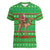 Djibouti Christmas Women V-Neck T-Shirt with Santa Riding Camel Palm Trees Red Camel - Wonder Print Shop