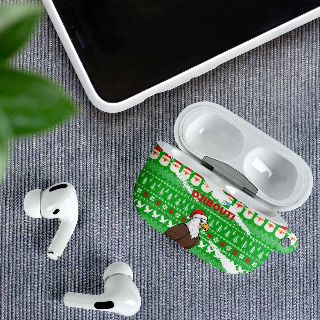 Djibouti Christmas AirPods Case with Santa Eagle Doves Trees and Green Snowflake Holiday - Wonder Print Shop