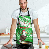 Djibouti Christmas Apron with Santa Eagle Doves Trees and Green Snowflake Holiday - Wonder Print Shop