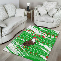 Djibouti Christmas Area Rug with Santa Eagle Doves Trees and Green Snowflake Holiday - Wonder Print Shop