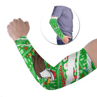 Djibouti Christmas Arm Sleeves with Santa Eagle Doves Trees and Green Snowflake Holiday - Wonder Print Shop