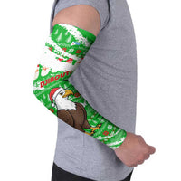 Djibouti Christmas Arm Sleeves with Santa Eagle Doves Trees and Green Snowflake Holiday - Wonder Print Shop