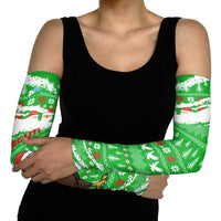Djibouti Christmas Arm Sleeves with Santa Eagle Doves Trees and Green Snowflake Holiday - Wonder Print Shop