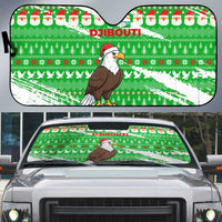 Djibouti Christmas Auto Sun Shade with Santa Eagle Doves Trees and Green Snowflake Holiday - Wonder Print Shop