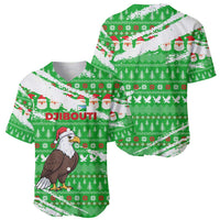 Djibouti Christmas Baseball Jersey with Santa Eagle Doves Trees and Green Snowflake Holiday - Wonder Print Shop