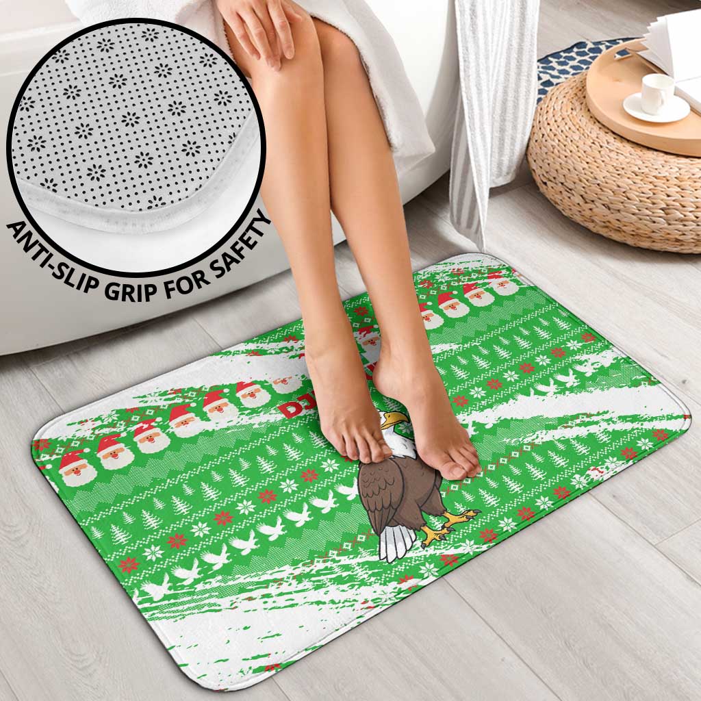 Djibouti Christmas Bathroom Set with Santa Eagle Doves Trees and Green Snowflake Holiday - Wonder Print Shop