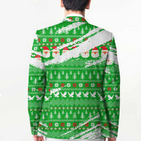 Djibouti Christmas Blazer with Santa Eagle Doves Trees and Green Snowflake Holiday - Wonder Print Shop