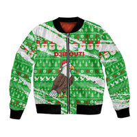 Djibouti Christmas Bomber Jacket with Santa Eagle Doves Trees and Green Snowflake Holiday - Wonder Print Shop