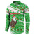 Djibouti Christmas Button Sweatshirt with Santa Eagle Doves Trees and Green Snowflake Holiday - Wonder Print Shop