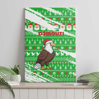 Djibouti Christmas Canvas Wall Art with Santa Eagle Doves Trees and Green Snowflake Holiday - Wonder Print Shop