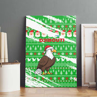 Djibouti Christmas Canvas Wall Art with Santa Eagle Doves Trees and Green Snowflake Holiday - Wonder Print Shop