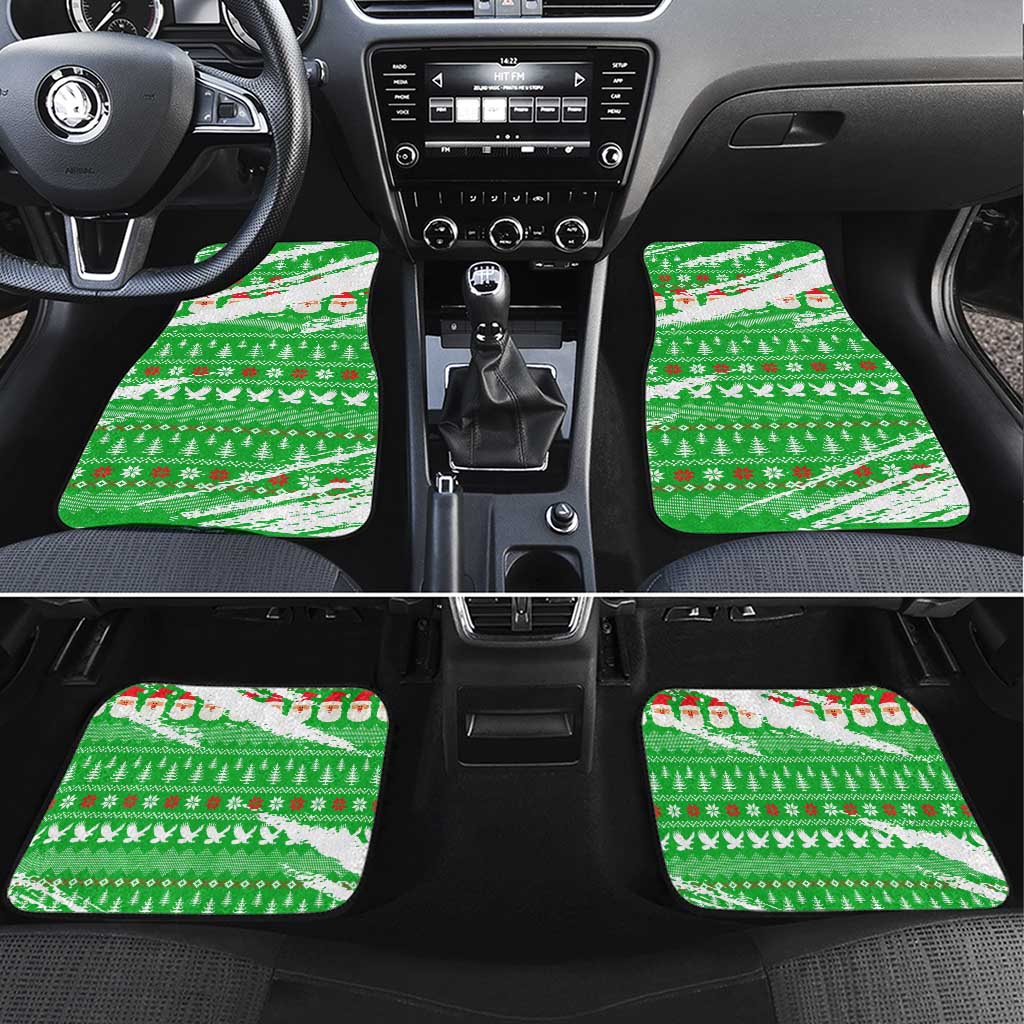 Djibouti Christmas Car Mats with Santa Eagle Doves Trees and Green Snowflake Holiday - Wonder Print Shop