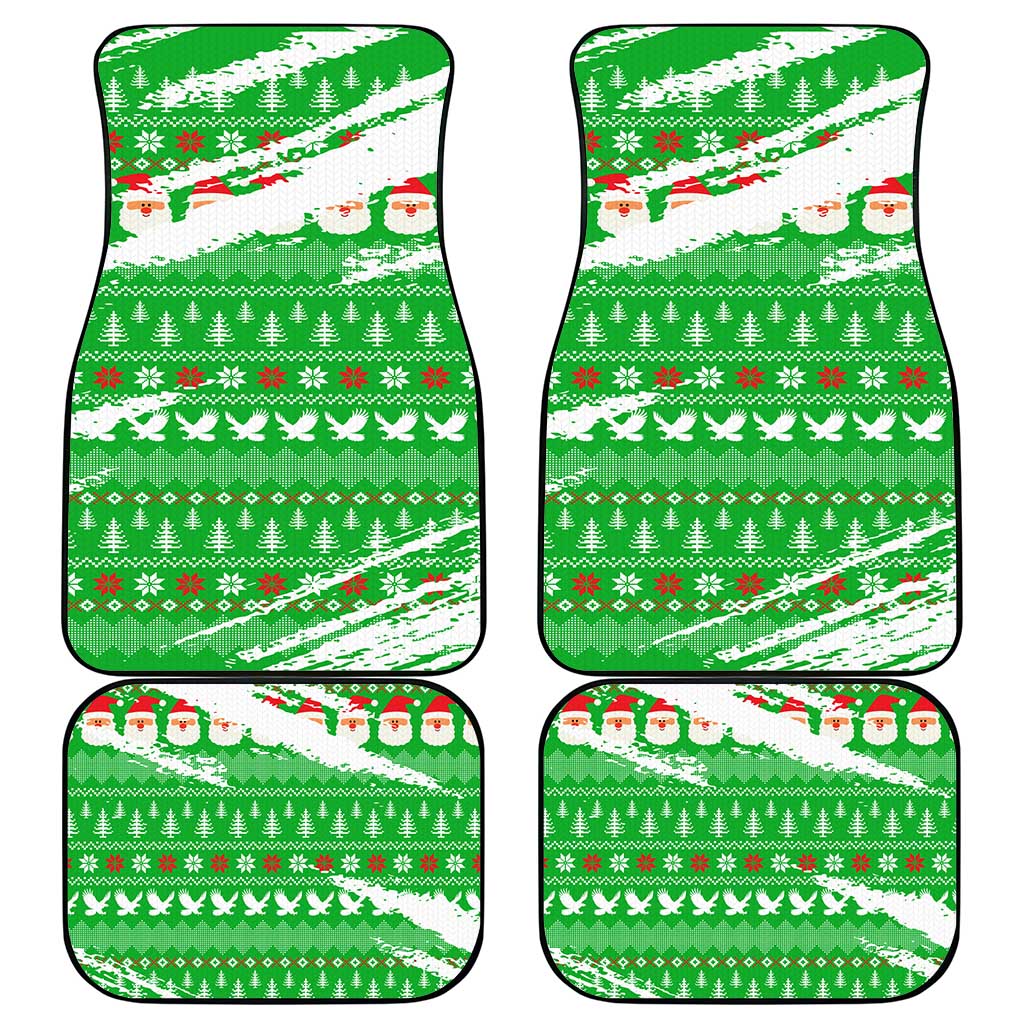 Djibouti Christmas Car Mats with Santa Eagle Doves Trees and Green Snowflake Holiday - Wonder Print Shop