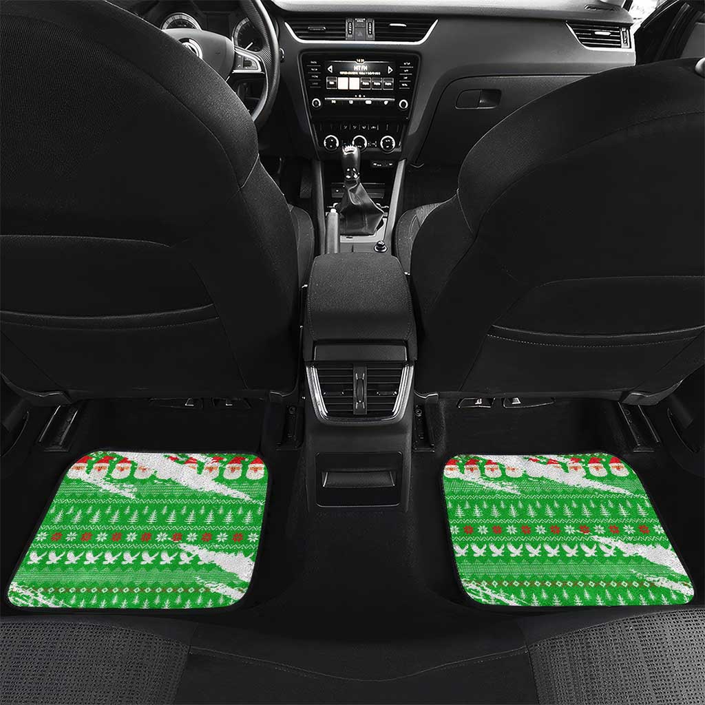Djibouti Christmas Car Mats with Santa Eagle Doves Trees and Green Snowflake Holiday - Wonder Print Shop
