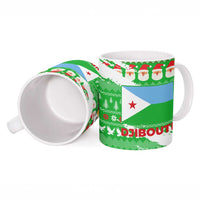 Djibouti Christmas Ceramic Mug with Santa Eagle Doves Trees and Green Snowflake Holiday - Wonder Print Shop
