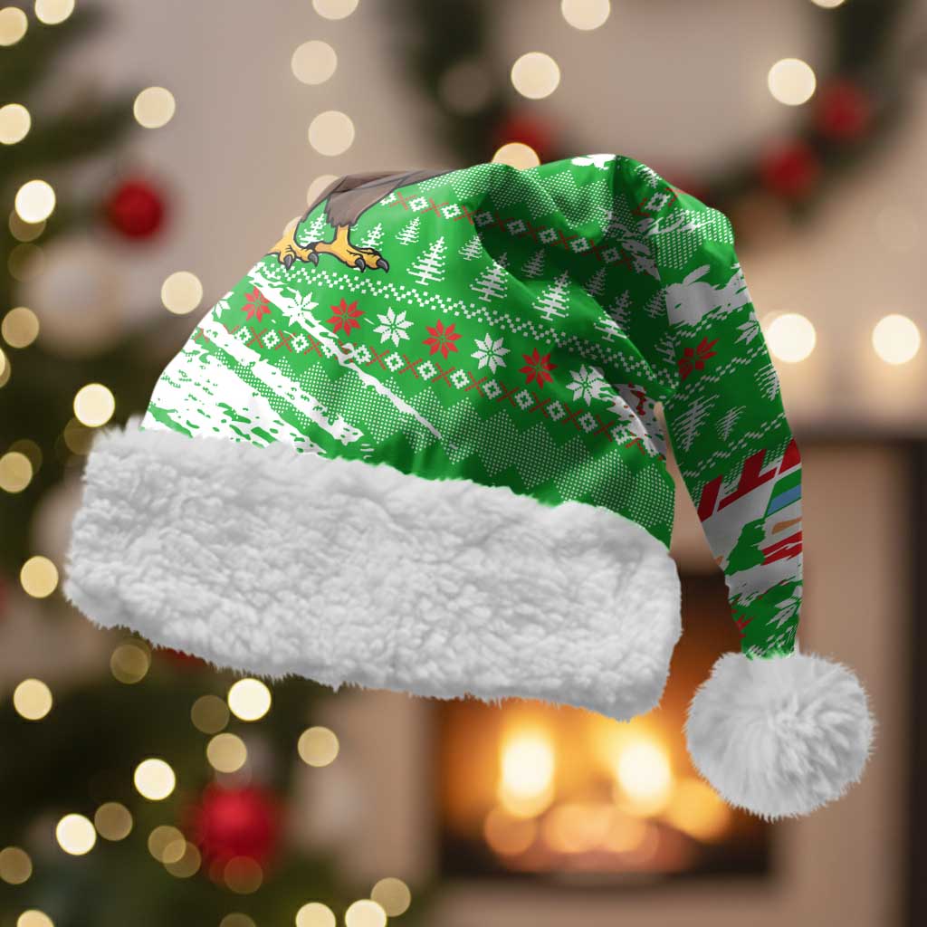 Djibouti Christmas Santa Hat with Santa Eagle Doves Trees and Green Snowflake Holiday - Wonder Print Shop