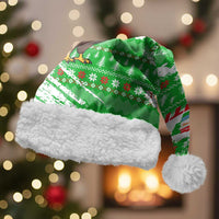 Djibouti Christmas Santa Hat with Santa Eagle Doves Trees and Green Snowflake Holiday - Wonder Print Shop