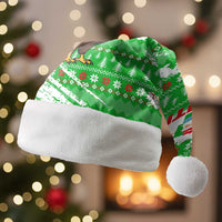Djibouti Christmas Santa Hat with Santa Eagle Doves Trees and Green Snowflake Holiday - Wonder Print Shop
