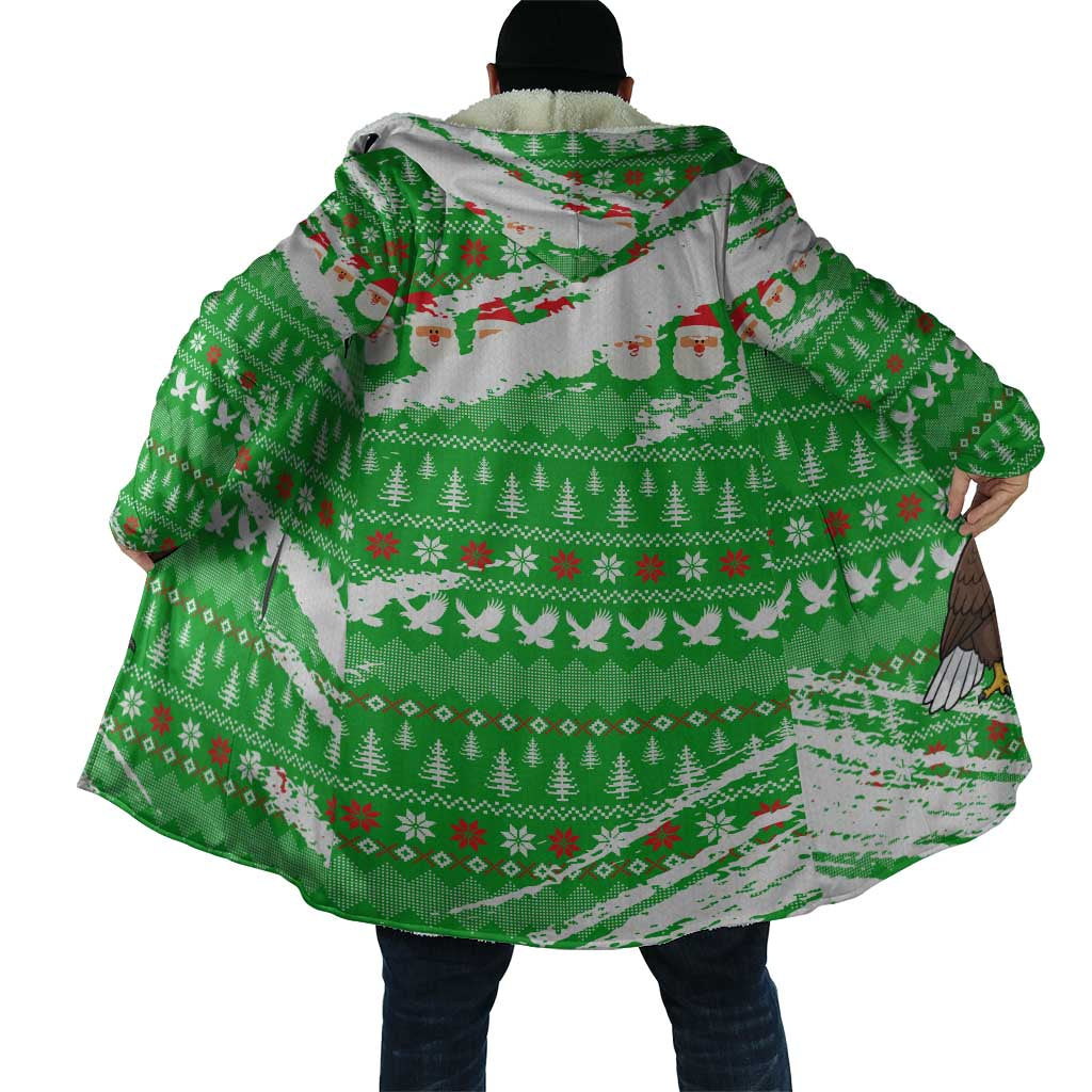 Djibouti Christmas Cloak with Santa Eagle Doves Trees and Green Snowflake Holiday - Wonder Print Shop