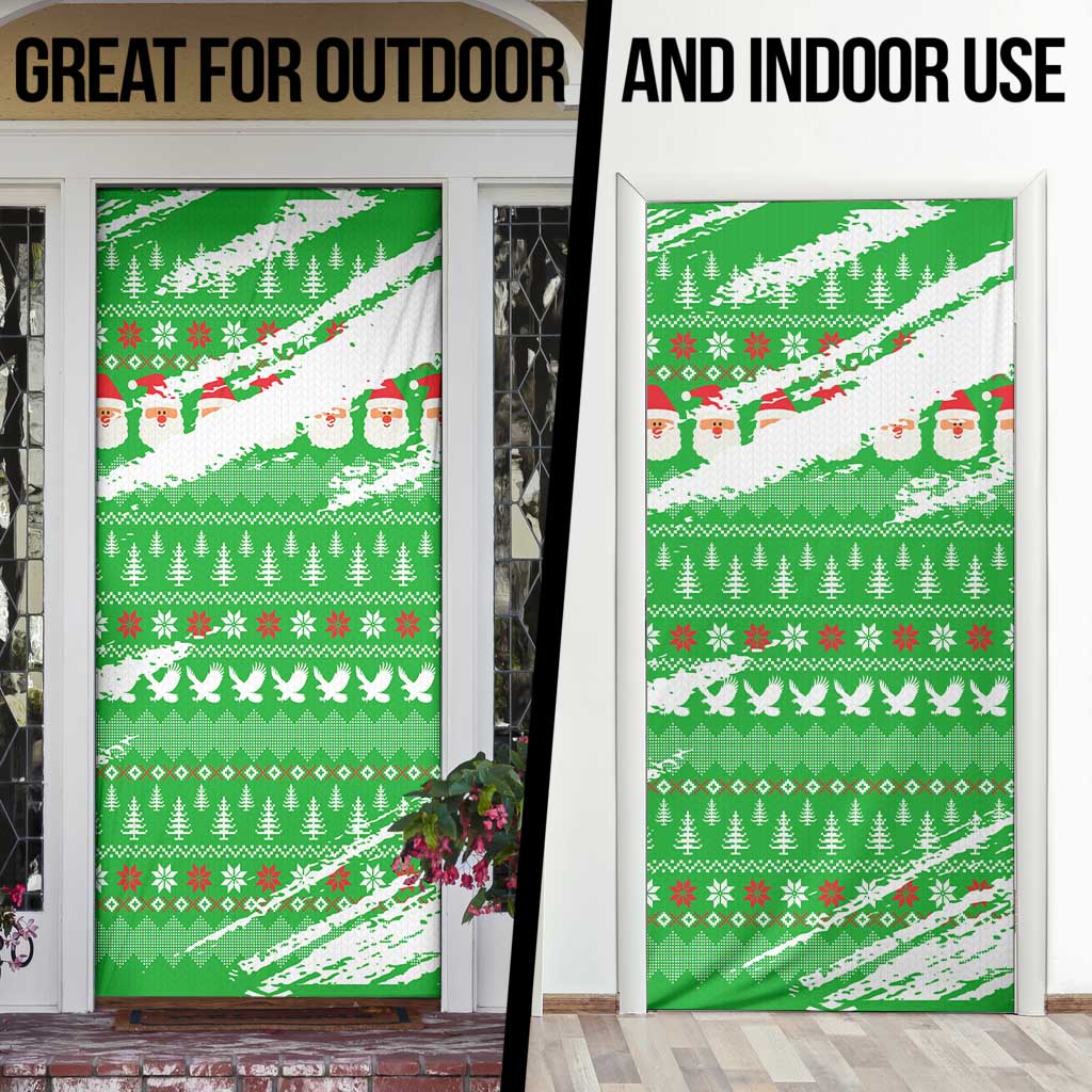 Djibouti Christmas Door Cover with Santa Eagle Doves Trees and Green Snowflake Holiday - Wonder Print Shop