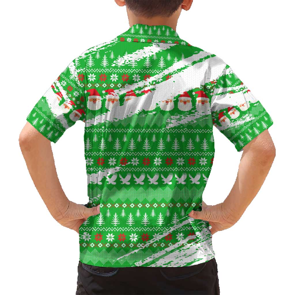 Djibouti Christmas Family Matching Long Sleeve Bodycon Dress and Hawaiian Shirt with Santa Eagle Doves Trees and Green Snowflake Holiday - Wonder Print Shop