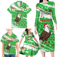Djibouti Christmas Family Matching Long Sleeve Bodycon Dress and Hawaiian Shirt with Santa Eagle Doves Trees and Green Snowflake Holiday - Wonder Print Shop