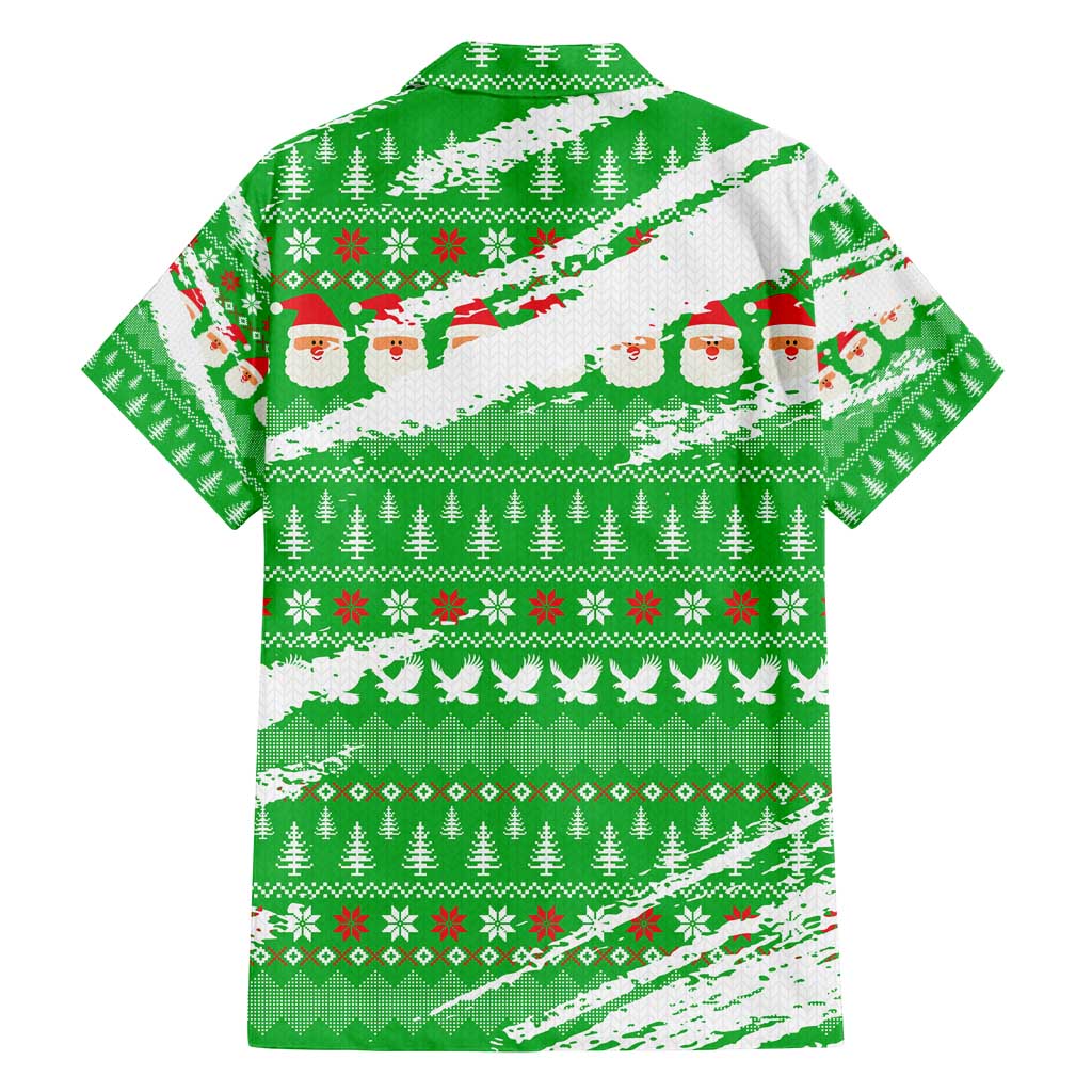 Djibouti Christmas Family Matching Long Sleeve Bodycon Dress and Hawaiian Shirt with Santa Eagle Doves Trees and Green Snowflake Holiday - Wonder Print Shop