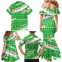 Djibouti Christmas Family Matching Mermaid Dress and Hawaiian Shirt with Santa Eagle Doves Trees and Green Snowflake Holiday - Wonder Print Shop