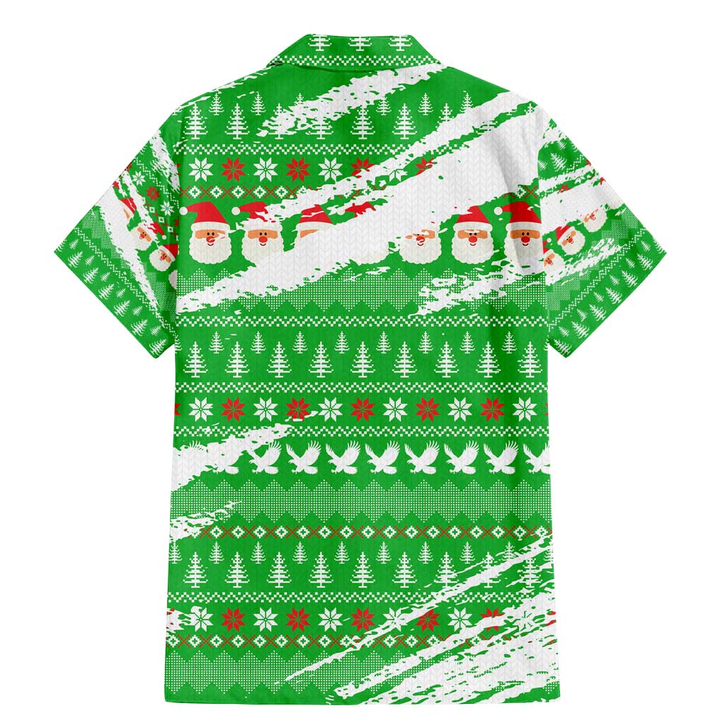 Djibouti Christmas Family Matching Mermaid Dress and Hawaiian Shirt with Santa Eagle Doves Trees and Green Snowflake Holiday - Wonder Print Shop