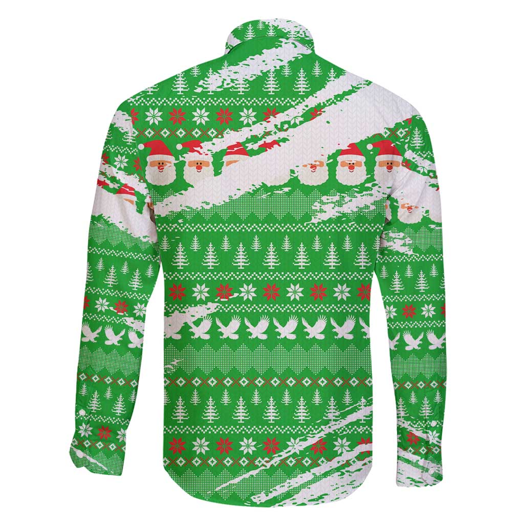 Djibouti Christmas Family Matching Mermaid Dress and Hawaiian Shirt with Santa Eagle Doves Trees and Green Snowflake Holiday - Wonder Print Shop