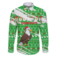 Djibouti Christmas Family Matching Off Shoulder Maxi Dress and Hawaiian Shirt with Santa Eagle Doves Trees and Green Snowflake Holiday - Wonder Print Shop