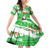 Djibouti Christmas Family Matching Off Shoulder Short Dress and Hawaiian Shirt with Santa Eagle Doves Trees and Green Snowflake Holiday - Wonder Print Shop
