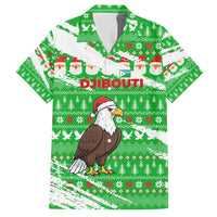 Djibouti Christmas Family Matching Summer Maxi Dress and Hawaiian Shirt with Santa Eagle Doves Trees and Green Snowflake Holiday - Wonder Print Shop
