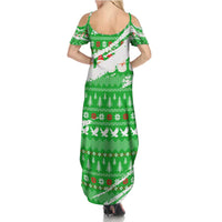 Djibouti Christmas Family Matching Summer Maxi Dress and Hawaiian Shirt with Santa Eagle Doves Trees and Green Snowflake Holiday - Wonder Print Shop