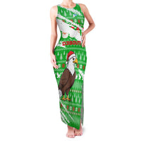 Djibouti Christmas Family Matching Tank Maxi Dress and Hawaiian Shirt with Santa Eagle Doves Trees and Green Snowflake Holiday - Wonder Print Shop