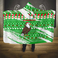 Djibouti Christmas Hooded Blanket with Santa Eagle Doves Trees and Green Snowflake Holiday - Wonder Print Shop