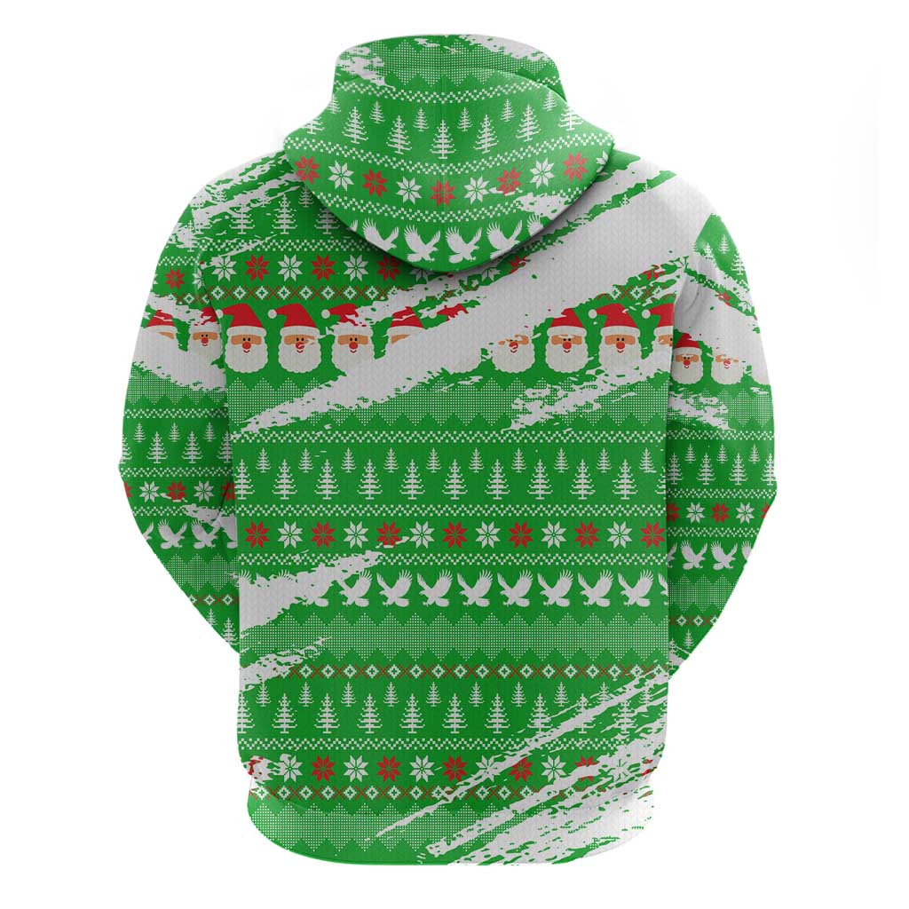 Djibouti Christmas Hoodie with Santa Eagle Doves Trees and Green Snowflake Holiday - Wonder Print Shop