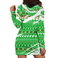 Djibouti Christmas Hoodie Dress with Santa Eagle Doves Trees and Green Snowflake Holiday - Wonder Print Shop