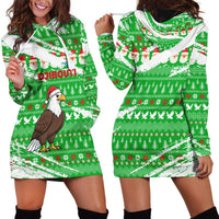 Djibouti Christmas Hoodie Dress with Santa Eagle Doves Trees and Green Snowflake Holiday - Wonder Print Shop