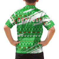 Djibouti Christmas Kid Hawaiian Shirt with Santa Eagle Doves Trees and Green Snowflake Holiday - Wonder Print Shop