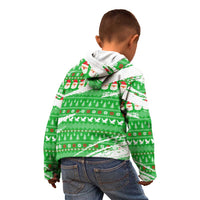 Djibouti Christmas Kid Hoodie with Santa Eagle Doves Trees and Green Snowflake Holiday - Wonder Print Shop