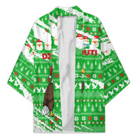 Djibouti Christmas Kimono with Santa Eagle Doves Trees and Green Snowflake Holiday - Wonder Print Shop